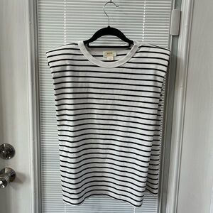 Mauve-Anthropologie Black and White Striped T-Shirt